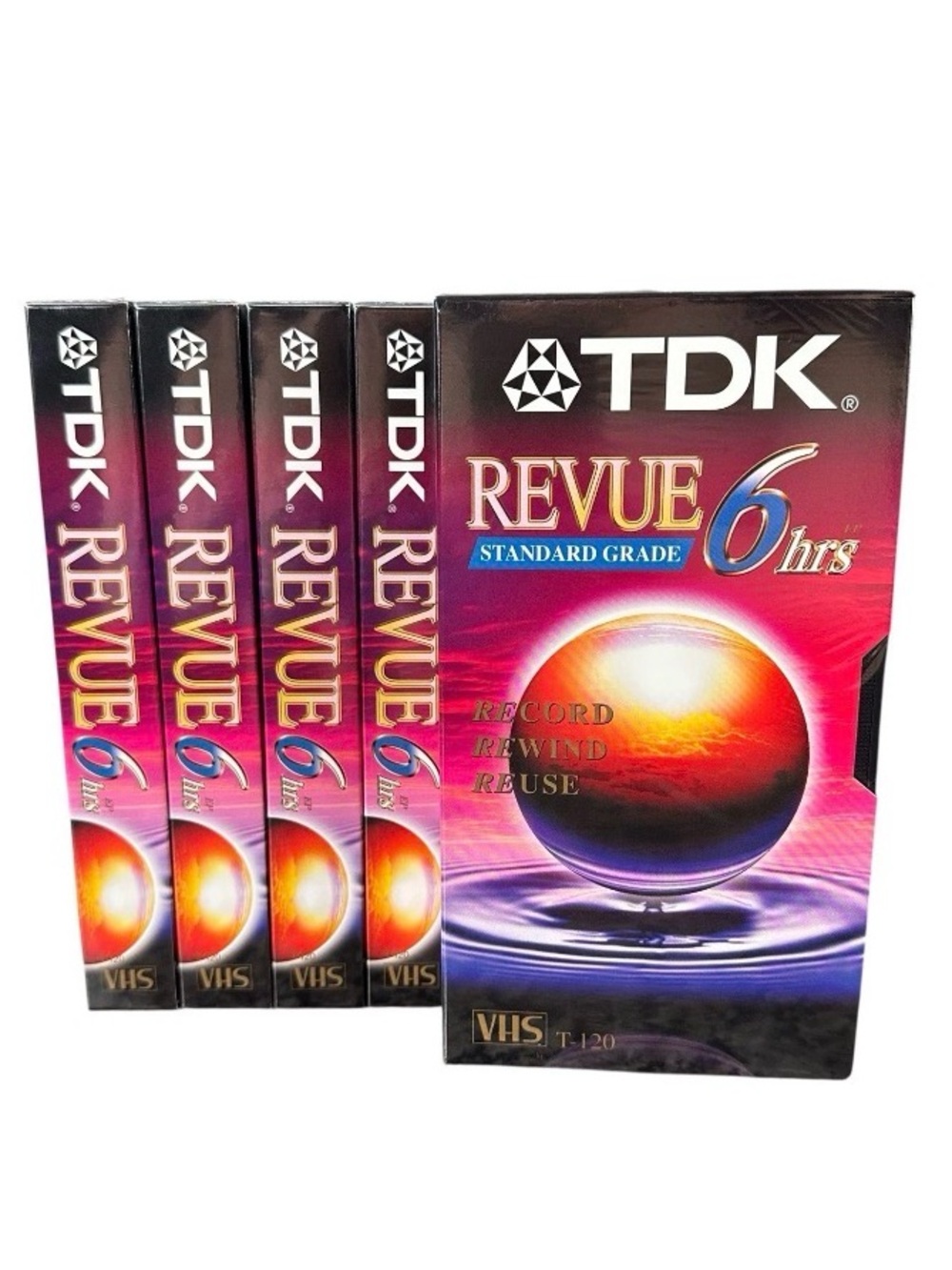 TDK T-120 VHS Blank Tapes - Lot of 5